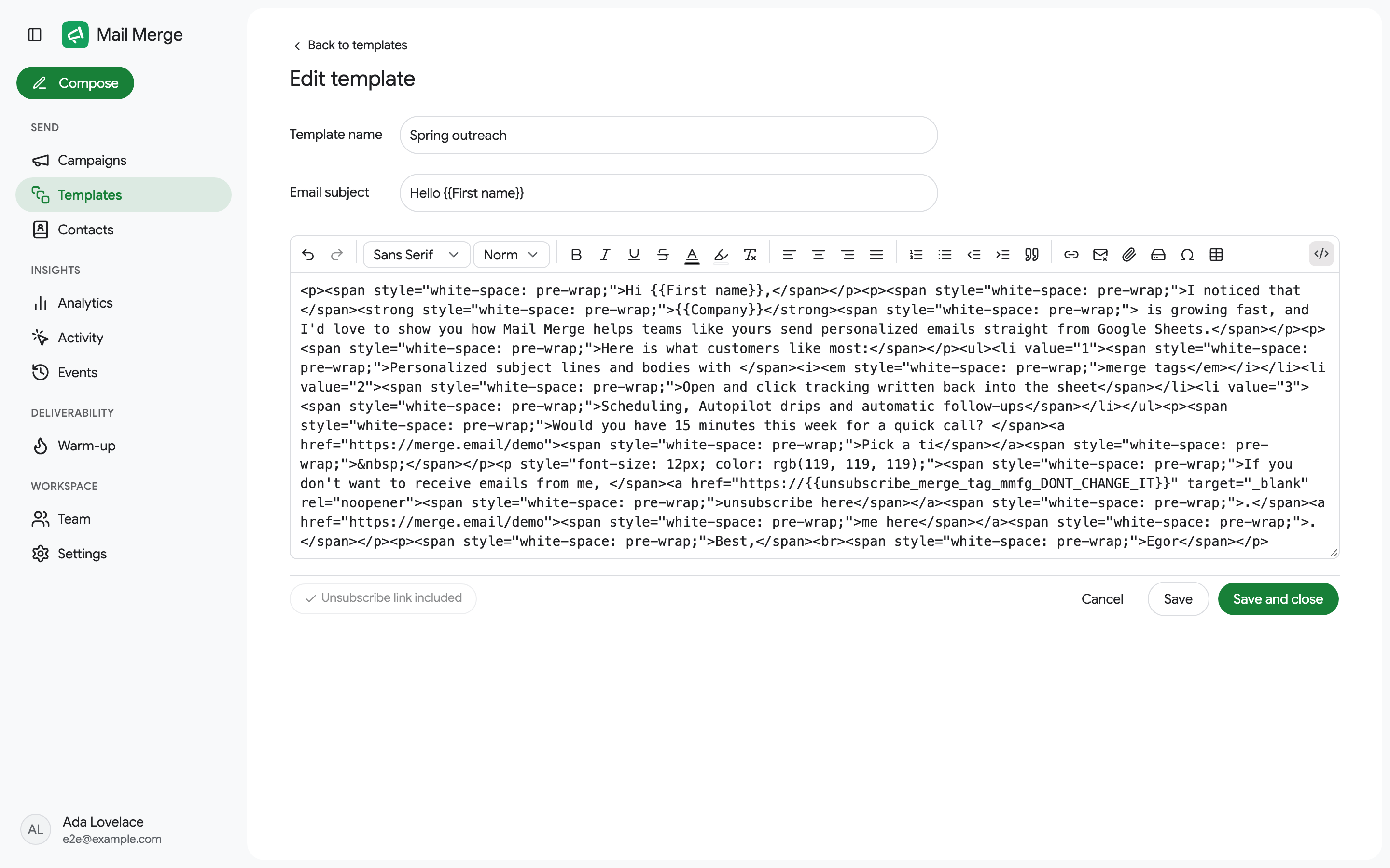 Chế độ xem nguồn HTML của mẫu