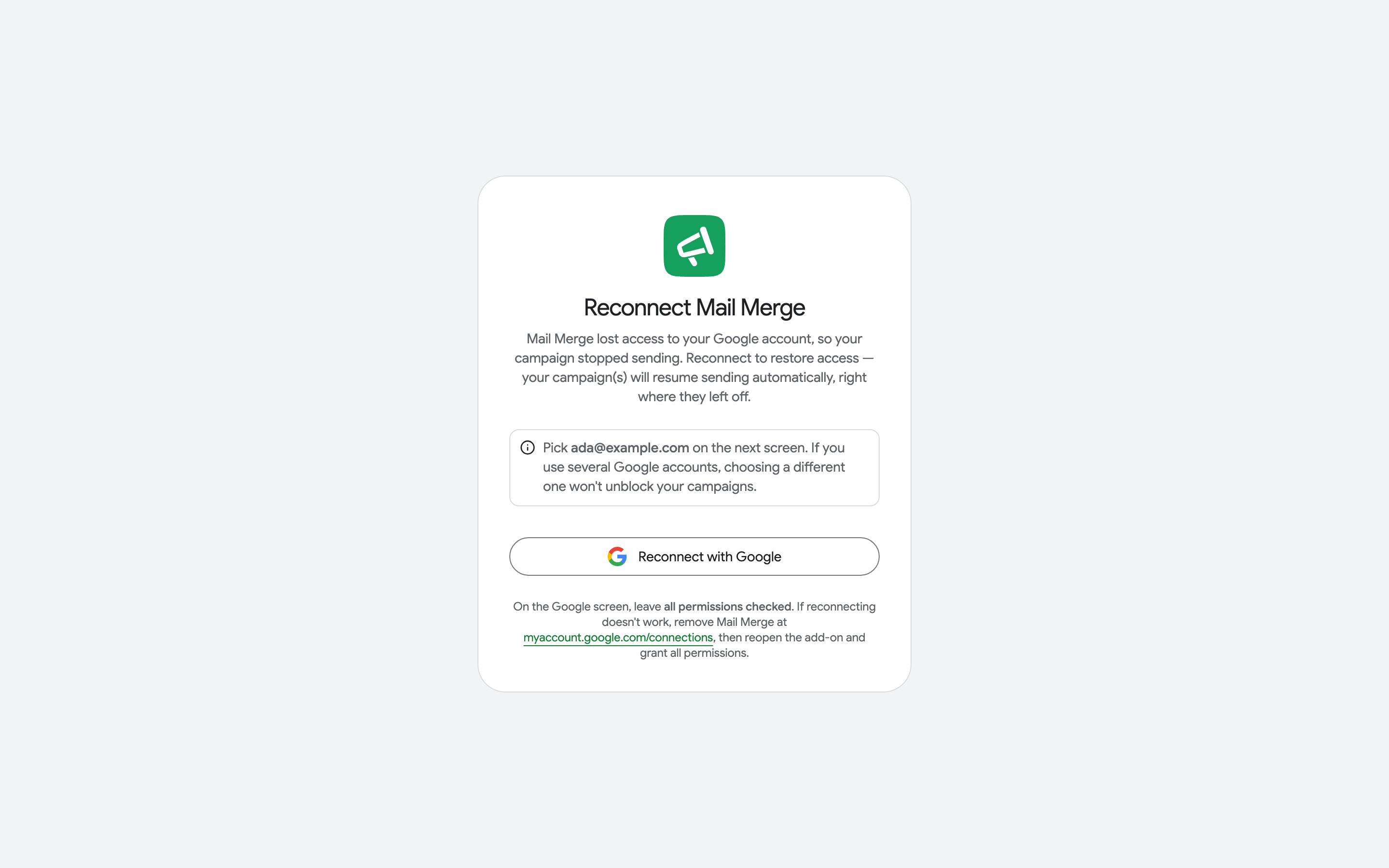 The Reconnect page