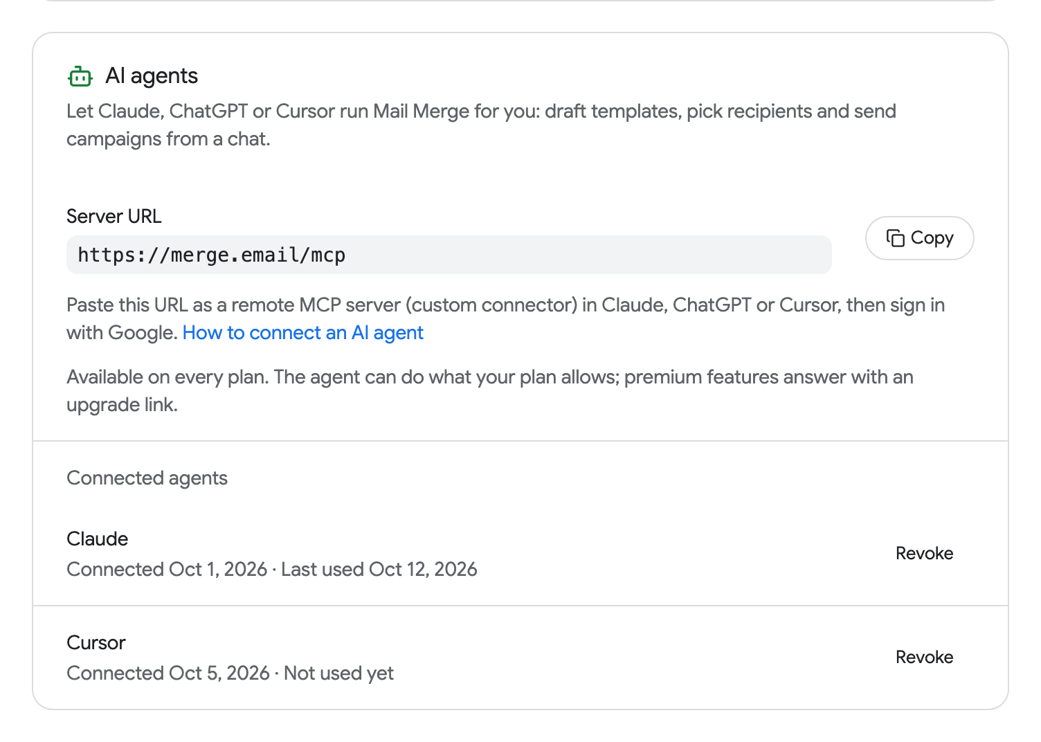 AI agents settings