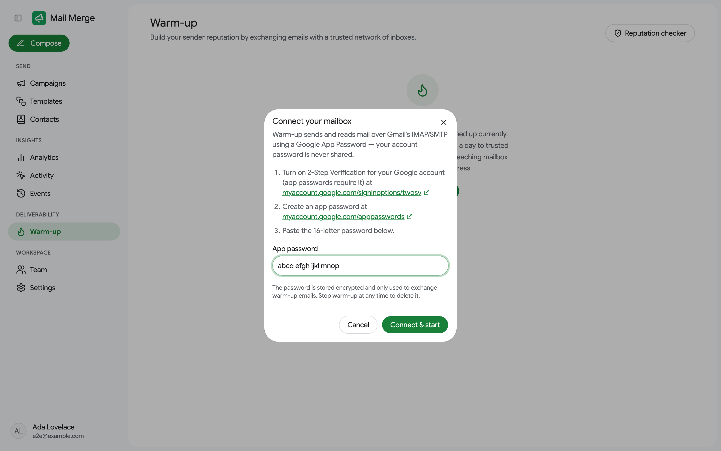 The Connect your mailbox dialog